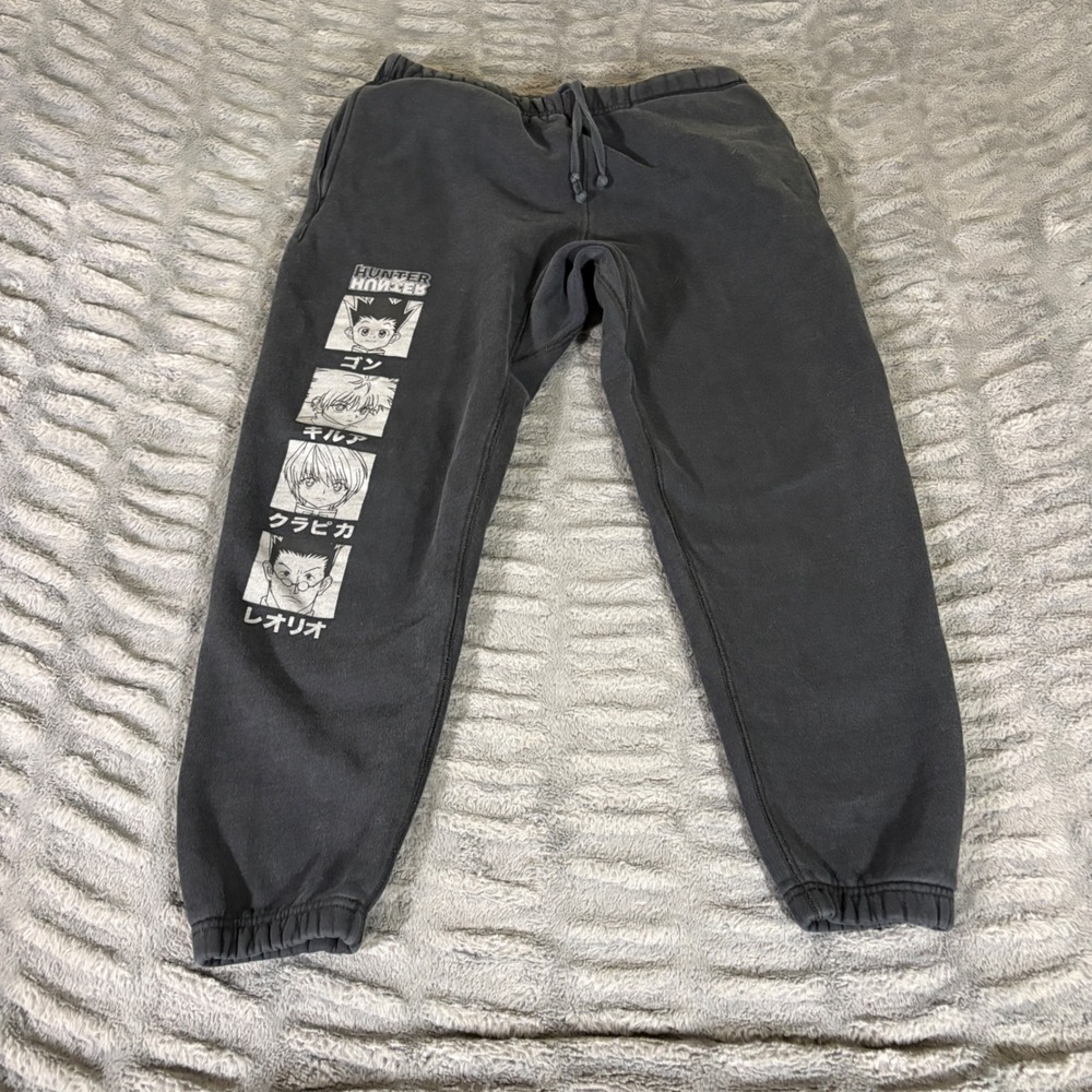 Hypland Hunter x Hunter Anime Faded Black Jogger Sweatpants Mens Medium AT435